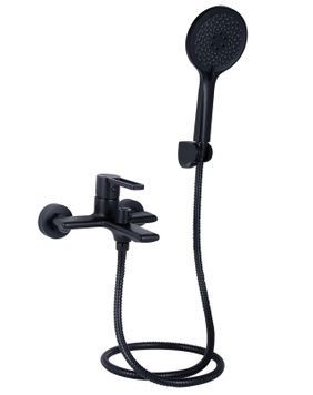 Змішувач для ванни Qtap Taurus з душовим гарнітуром Black Matt QTTAU259BLM45662 - QTTAU259BLM45662