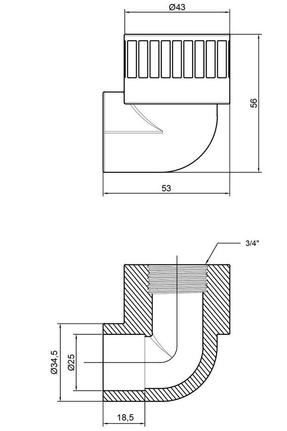 Уголок PPR ALFA PLAST 25х3/4" 90&deg; ВР APFTEX2534X - APFTEX2534X