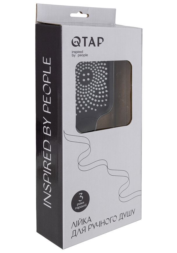 Лійка для ручного душу Qtap Rucni прямокутна 260x95 мм Black Matt QTRUC125BLM45778 - QTRUC125BLM45778