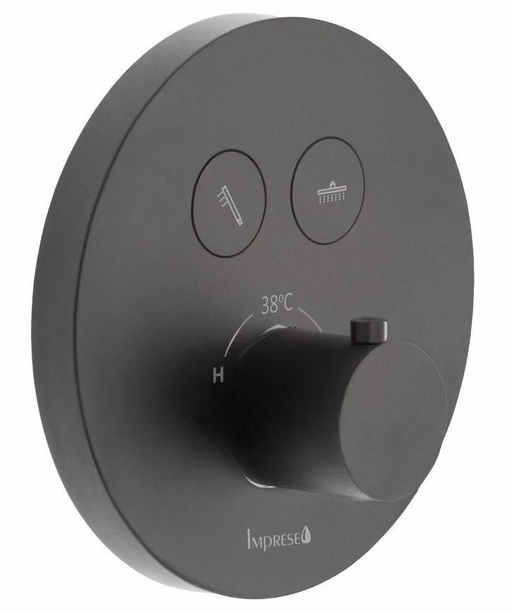 Термостатическая душевая система скрытого монтажа Imprese Kucera 2 функции t04803410SAC черная матовая - t04803410SAC