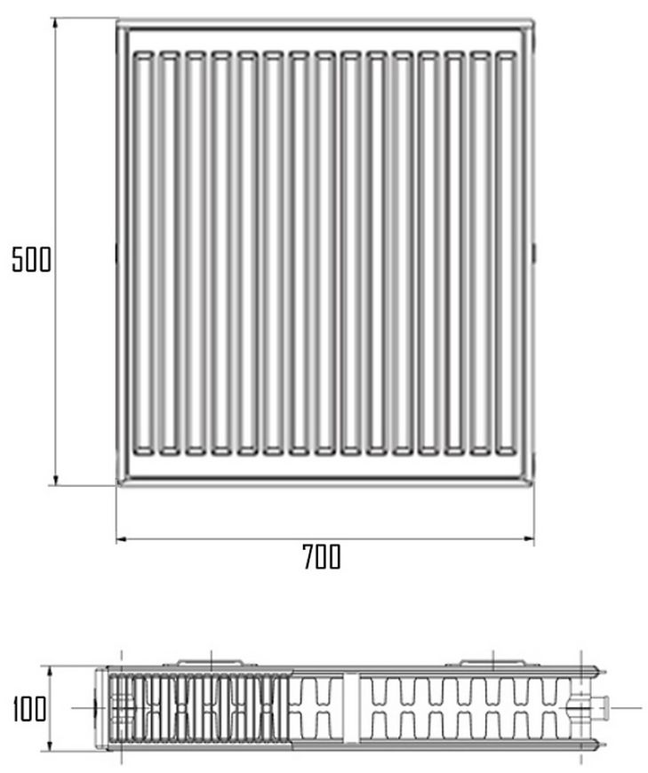 Радиатор стальной IMAS 22 (500x700) мм боковое подключение I22500700K - I22500700K