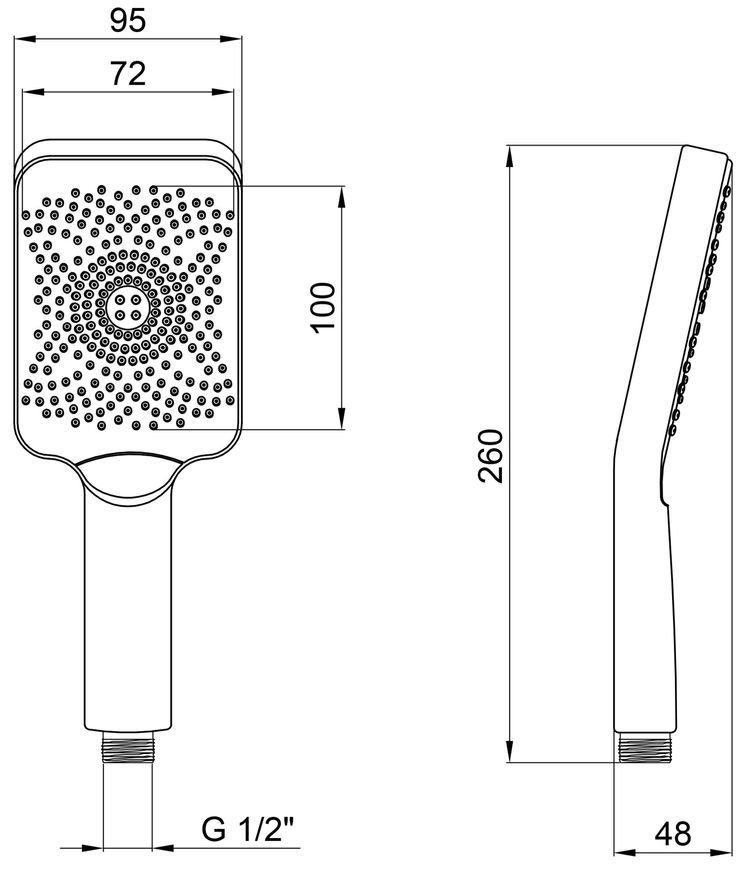 Лейка для ручного душа Lidz Niagara 33 прямоугольная 145x95 мм Graphite LDNIA33GRP48538 - LDNIA33GRP48538