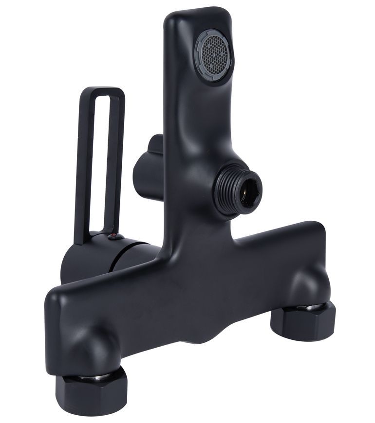 Змішувач для ванни Qtap Taurus з душовим гарнітуром Black Matt QTTAU259BLM45662 - QTTAU259BLM45662