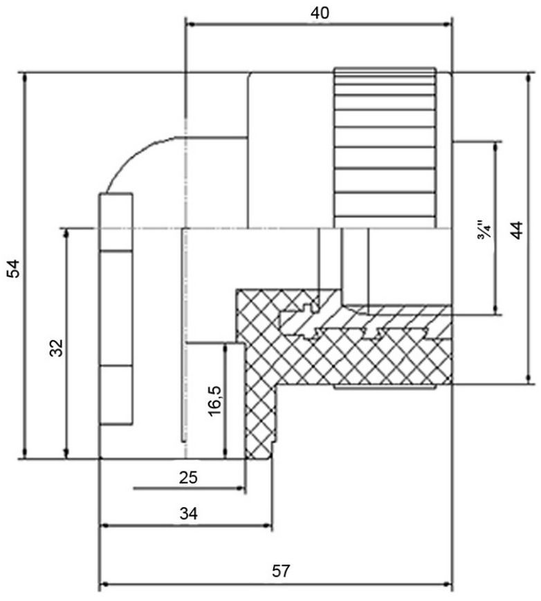 Кутик PPR BLUE OCEAN настінний з кріпленням 25х3/4", 90&deg; ВР BOITE12502XXX - BOITE12502XXX