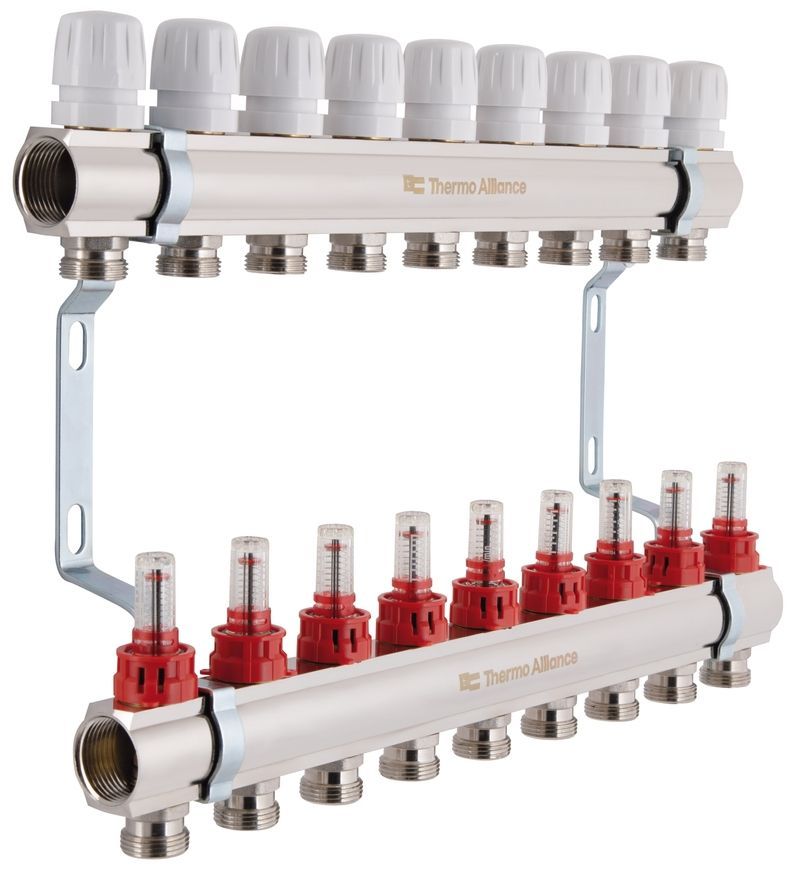 Коллектор с расходомерами Thermo Alliance Standart 1" 9 выходов 3/4" + евроконусы 3/4''х16&times;2 SD235W948890 - SD235W948890