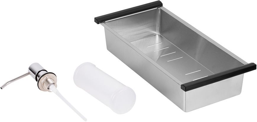 Кухонна мийка інтегрована QTAP DK6845L Satin 3,0/1,2 мм + сушарка + диспенсер - QTDK6845LSET3012