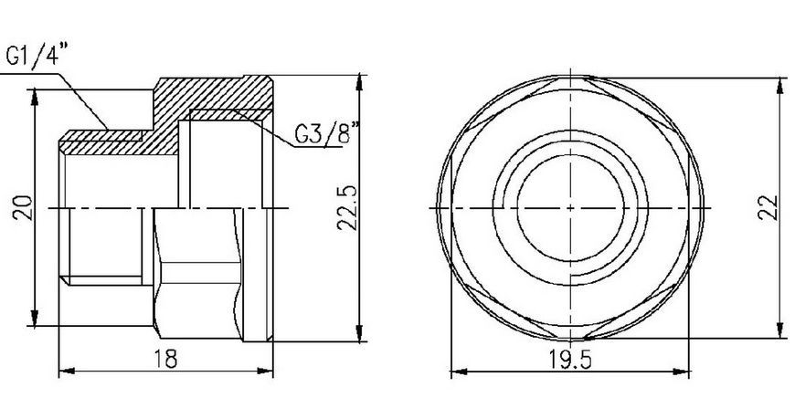 Перехід латунний SD Forte 3/8"ВРх1/4"ЗР нікельований SF36096