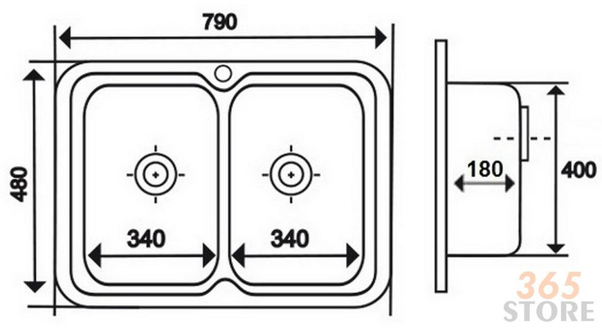 Кухонна мийка IMPERIAL 5080 Decor двійна 0,8 мм (IMP5080DECD) - IMP5080DECD