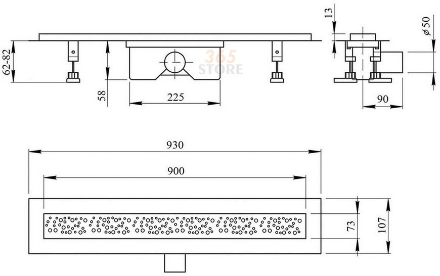 Трап Q-TAP Dry FC304-900 з сухим затвором 900 мм - QTDRYFC304900