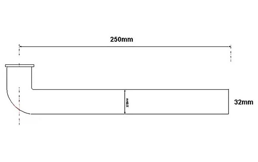 Подовжувач кутовий McALPINE 250 мм для сифону до умивальника 1 1/4″х32 мм з розвальцюванням хром латунь RS10
