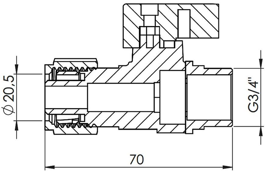 Кран кульовий обтискний SD Forte 20х3/4" ЗР латунь SF262W20