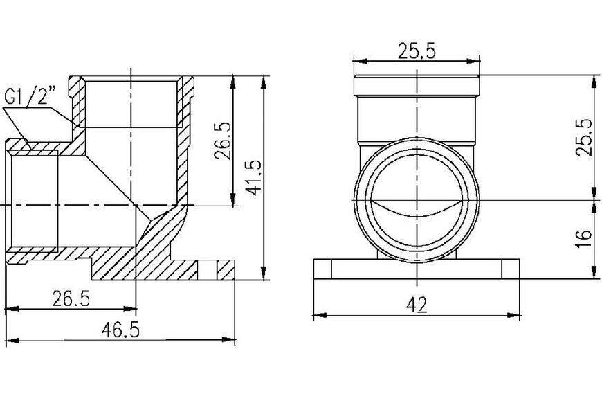 Кутик настінний латунний SD Forte 1/2"ВРх1/2"ВР нікельований SF37115