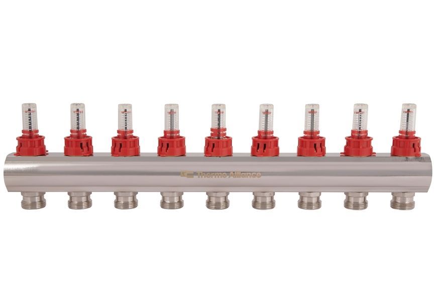 Коллектор с расходомерами Thermo Alliance Standart 1" 9 выходов 3/4" + евроконусы 3/4''х16&times;2 SD235W948890 - SD235W948890