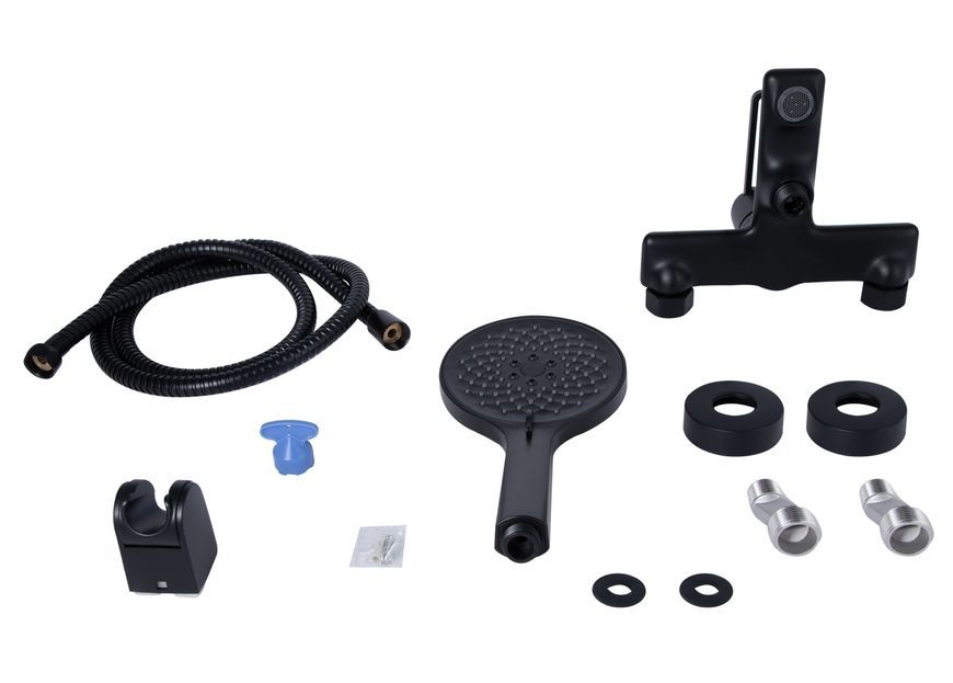 Змішувач для ванни Qtap Taurus з душовим гарнітуром Black Matt QTTAU259BLM45662 - QTTAU259BLM45662
