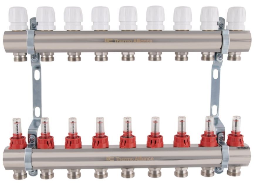 Коллектор с расходомерами Thermo Alliance Standart 1" 9 выходов 3/4" + евроконусы 3/4''х16&times;2 SD235W948890 - SD235W948890