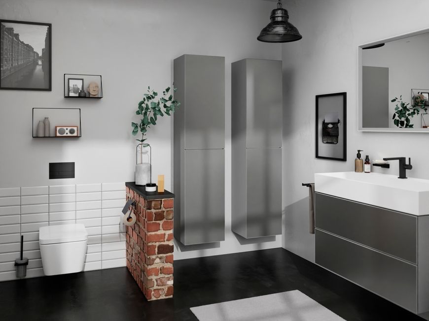 Смеситель для раковины HANSGROHE Tecturis E 110 Fine CoolStart EcoSmart+ Matt Black 73023670 черный с донным клапаном - 73023670