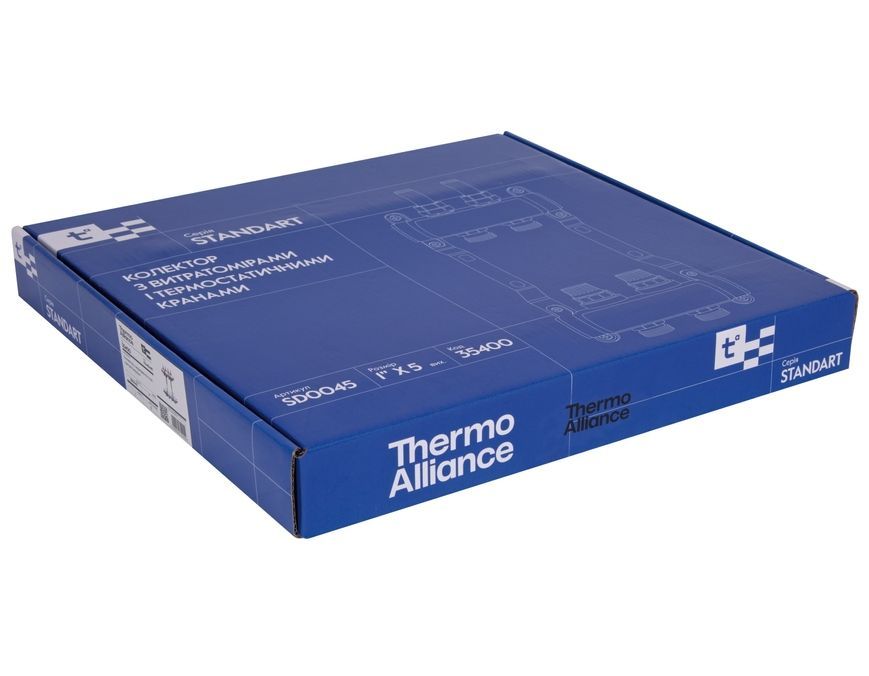 Колектор з термостатичними клапанами і витратомірами Thermo Alliance Standart 1" 5 виходів SD0045 нерж. - SD0045