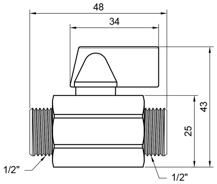 Кран шаровой прямой мини Thermo Alliance Standart 1/2" НР латунь SD189W15 - SD189W15