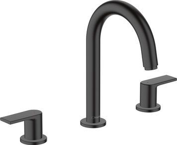 Змішувач для раковини HANSGROHE Vernis Shape на 3 отвори чорний матовий 71563670 з донним клапаном - 71563670