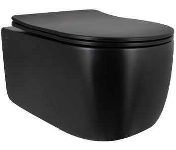 Унітаз підвісний Qtap Taurus безобідковий Ultra Quiet сидіння Slim Duroplast/Soft-close/Quick relase QTTAU28BLM50504 чорний - QTTAU28BLM50504