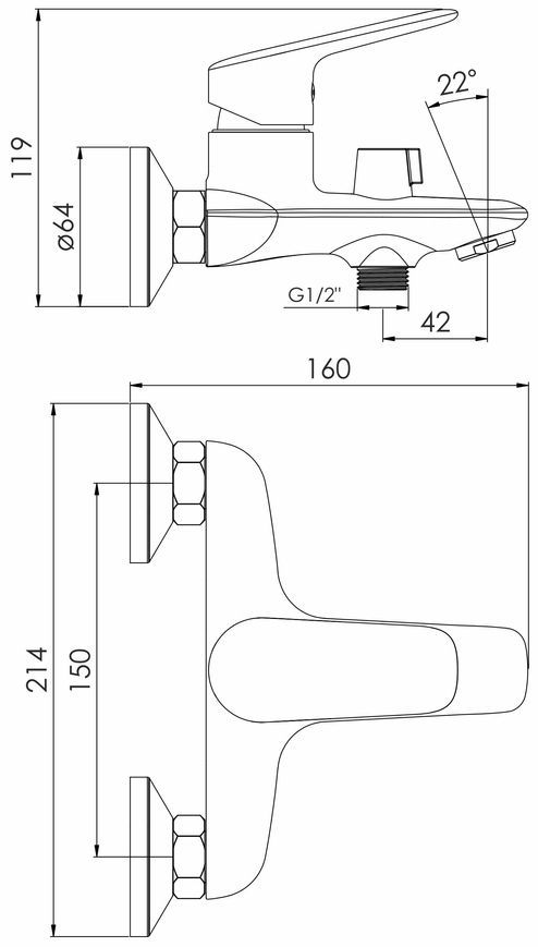 Змішувач для ванни Imprese Orlik f03209401CA хром 35 мм - f03209401CA