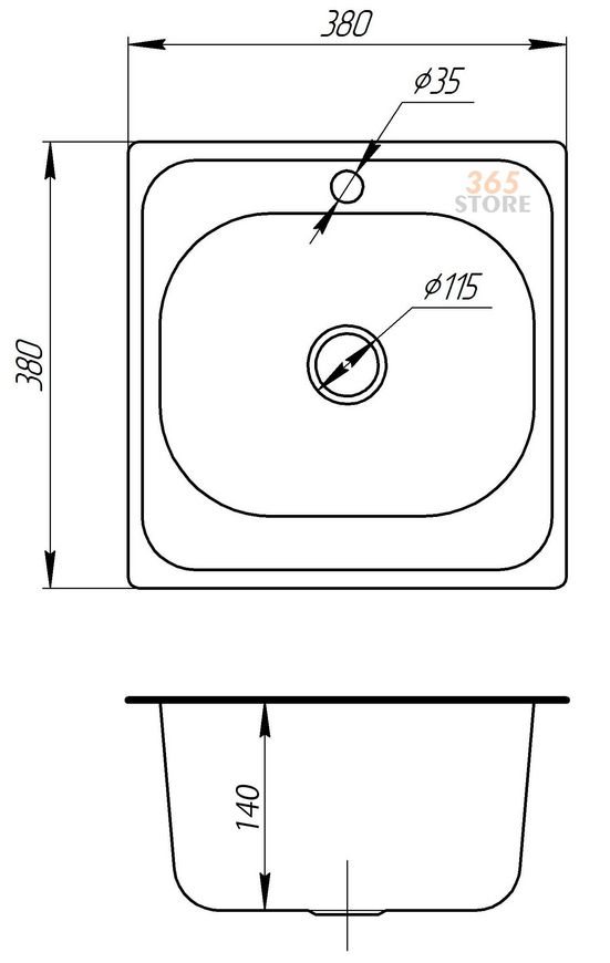 Кухонная мойка IMPERIAL 3838 Satin 0,6 мм (IMP383806SAT) - IMP383806SAT