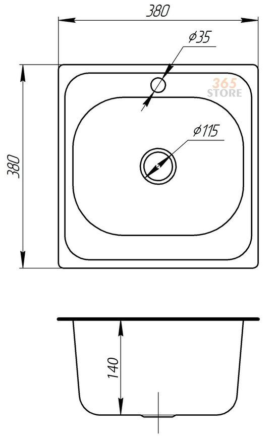 Кухонная мойка IMPERIAL 3838 Satin 0,6 мм (IMP383806SAT) - IMP383806SAT