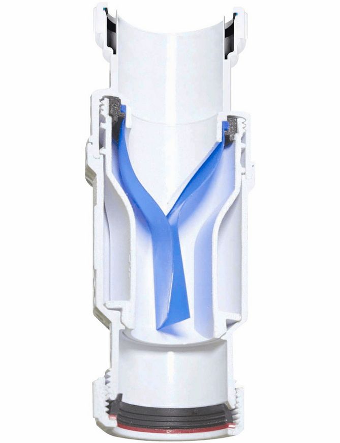 Сифон с обратным клапаном (силиконовой мембраной) McALPINE 1 1/2”x50 мм гайка/компрессионное соединение MACVALVE-18