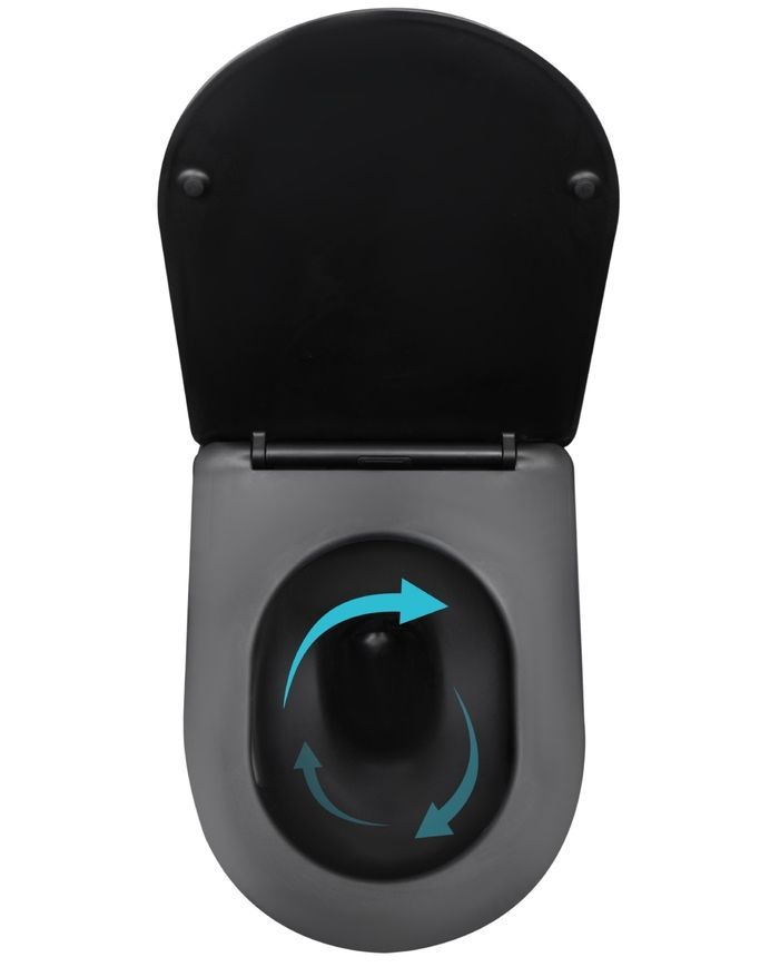 Унитаз подвесной Qtap Taurus безободковый Ultra Quiet сиденье Slim Duroplast/Soft-close/Quick release QTTAU28BLM50504 черный - QTTAU28BLM50504