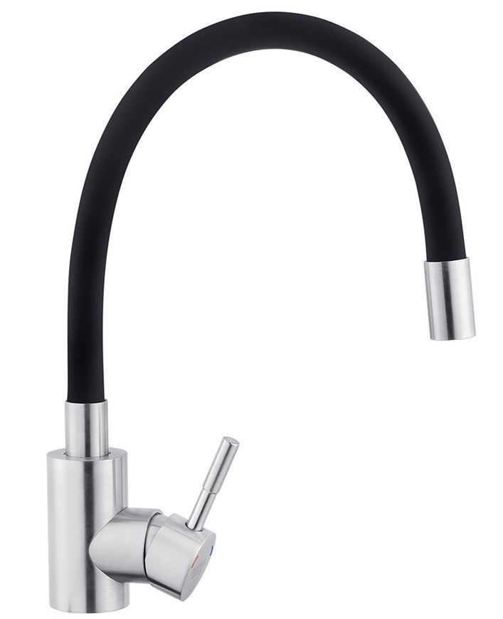 Смеситель для кухни с гибким изливом Kroner KRP Edelstahl Klassisch-ESG035BLK нержавеющая сталь/черный CV024353 - Klassisch-ESG035BLK