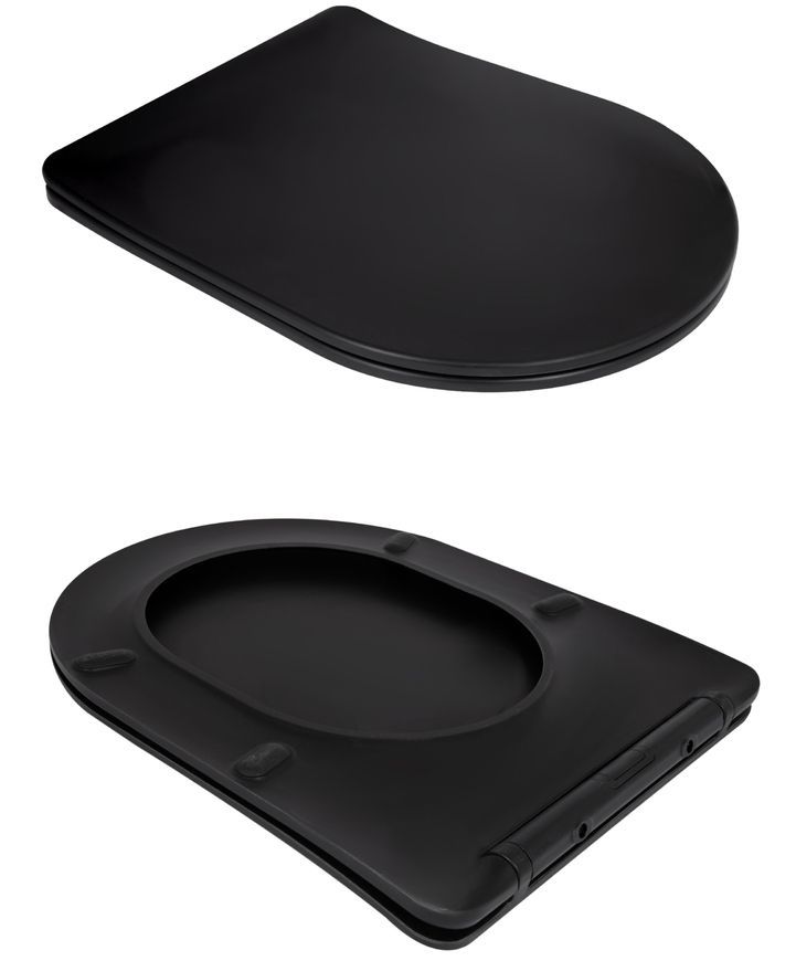 Унитаз подвесной Qtap Taurus безободковый Ultra Quiet сиденье Slim Duroplast/Soft-close/Quick release QTTAU28BLM50504 черный - QTTAU28BLM50504