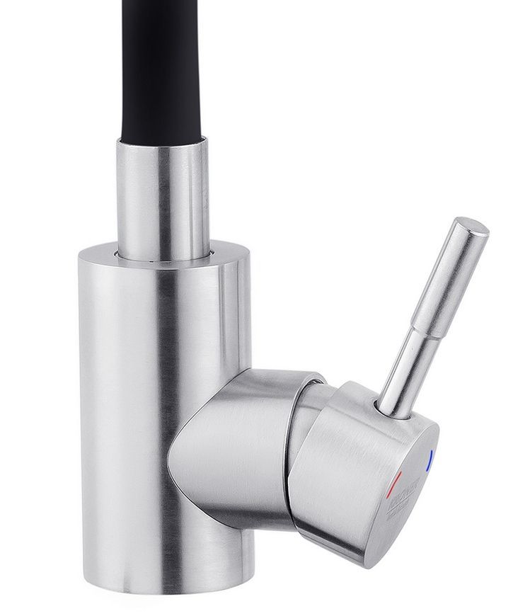 Смеситель для кухни с гибким изливом Kroner KRP Edelstahl Klassisch-ESG035BLK нержавеющая сталь/черный CV024353 - Klassisch-ESG035BLK