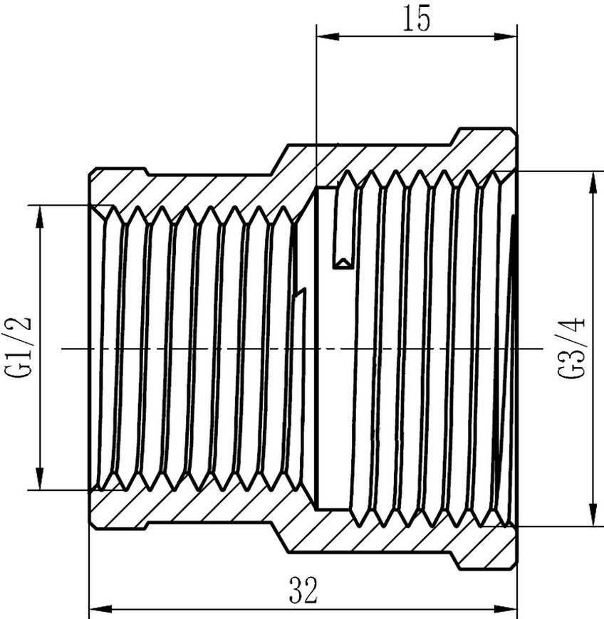 Муфта латунна SD Forte 1/2"х3/4" редукційна нікельована SF3572015