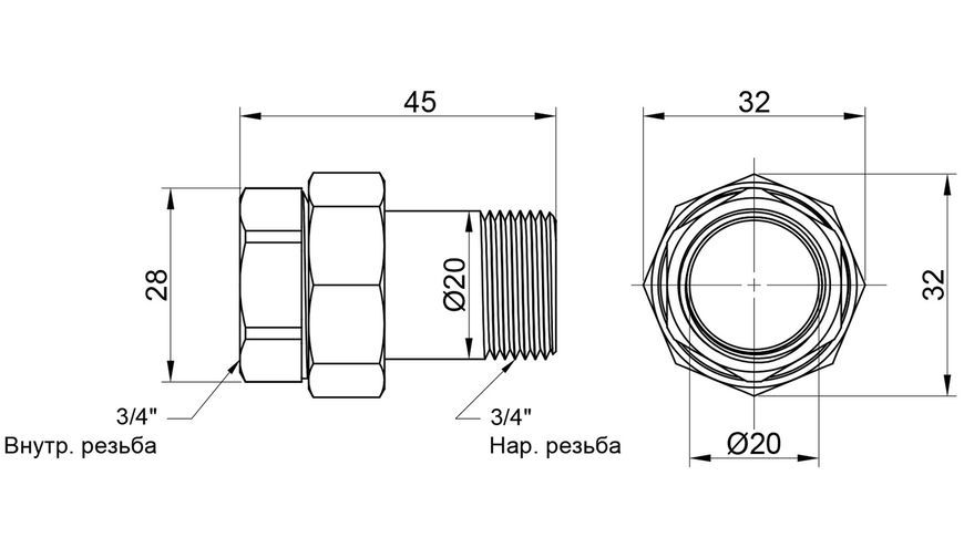 Сгон латунный "Американка" Icma прямой 3/4"НРх3/4"ВР никелированный №818 85818AE06
