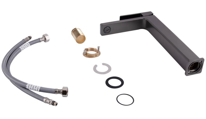 Змішувач для раковини Qtap Gemini високий Gunmetal Black PVD QTGEM269GMB45680 латунь - QTGEM269GMB45680