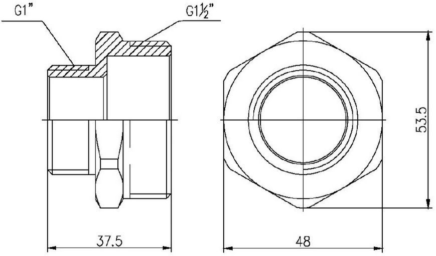 Ніпель латунний SD Forte 1 1/2"х1" редукційний нікельований SF3594025