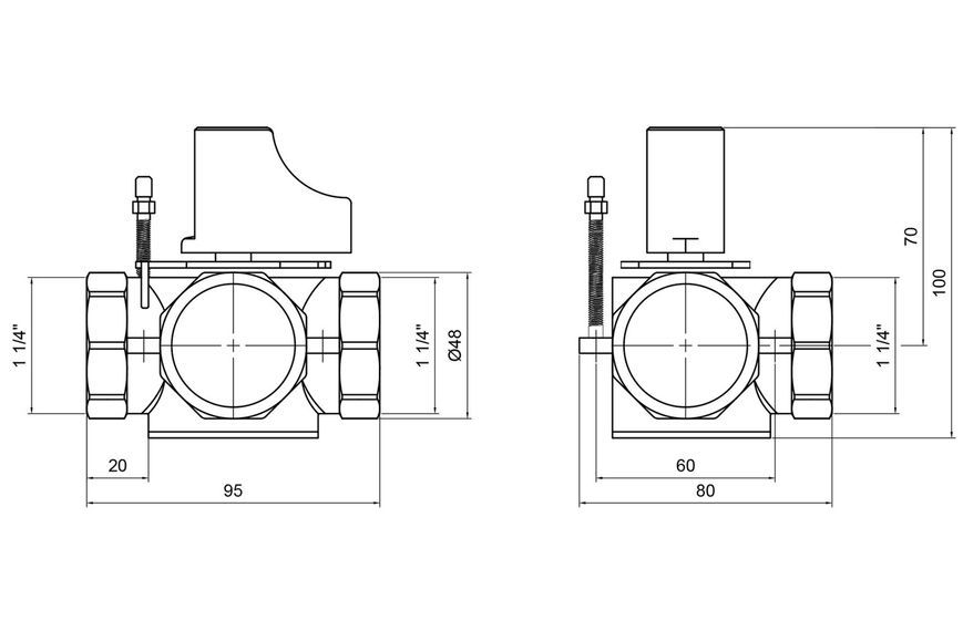 Клапан триходовий ручний Thermo Alliance Standart 1 1/4" ВР латунний SF363W32 - SF363W32