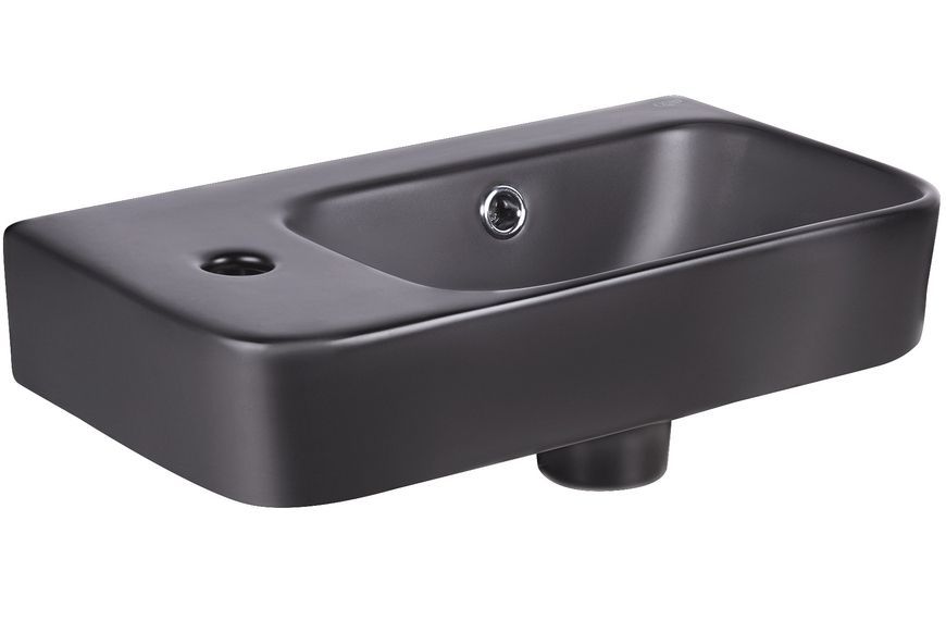 Раковина QTAP Tern 450х260х155 Matt black з донним клапаном QT17115117LMB - QT17115117LMB