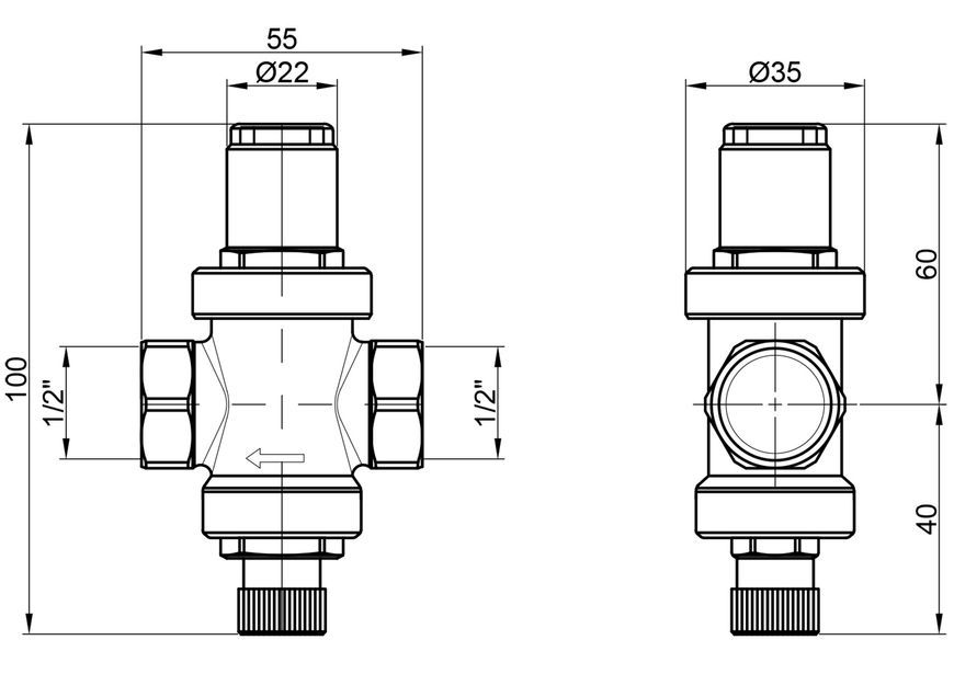Редуктор тиску води Icma 1/2"х1/2" ВР 1&divide;4 бар міньйон №247 91247AD06 - 91247AD06