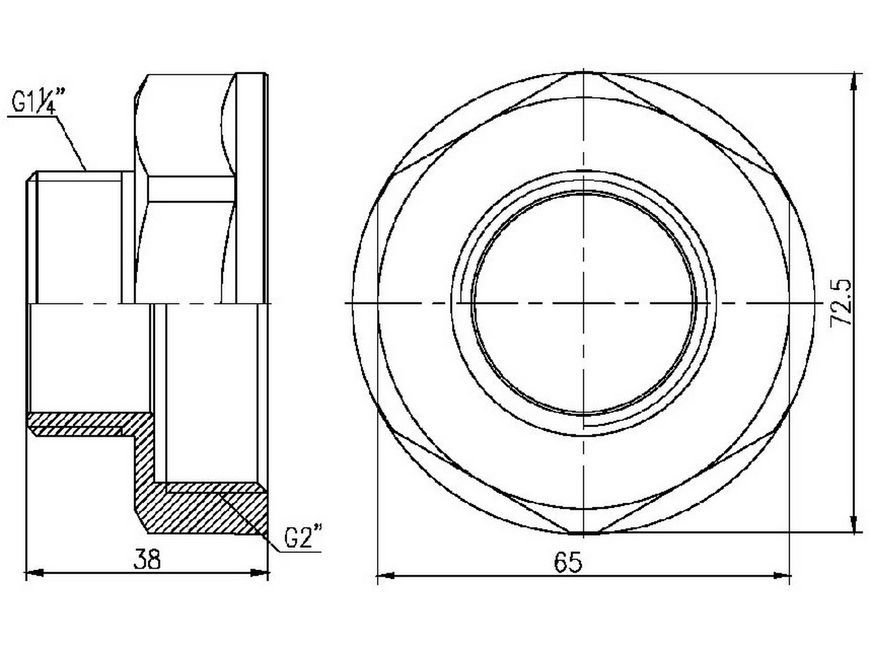 Перехід латунний Thermo Alliance Forte 2"ВРх1 1/4"ЗР нікельований SF3605032