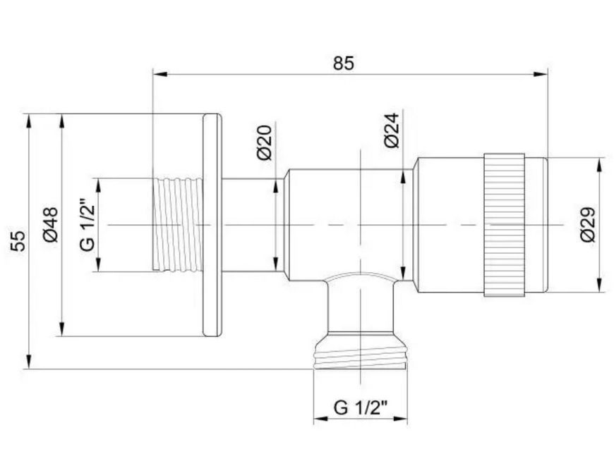 Кран кутовий приладовий Thermo Alliance Standart 1/2"ЗЗ керамічна букса нікель TAS347W1515SS