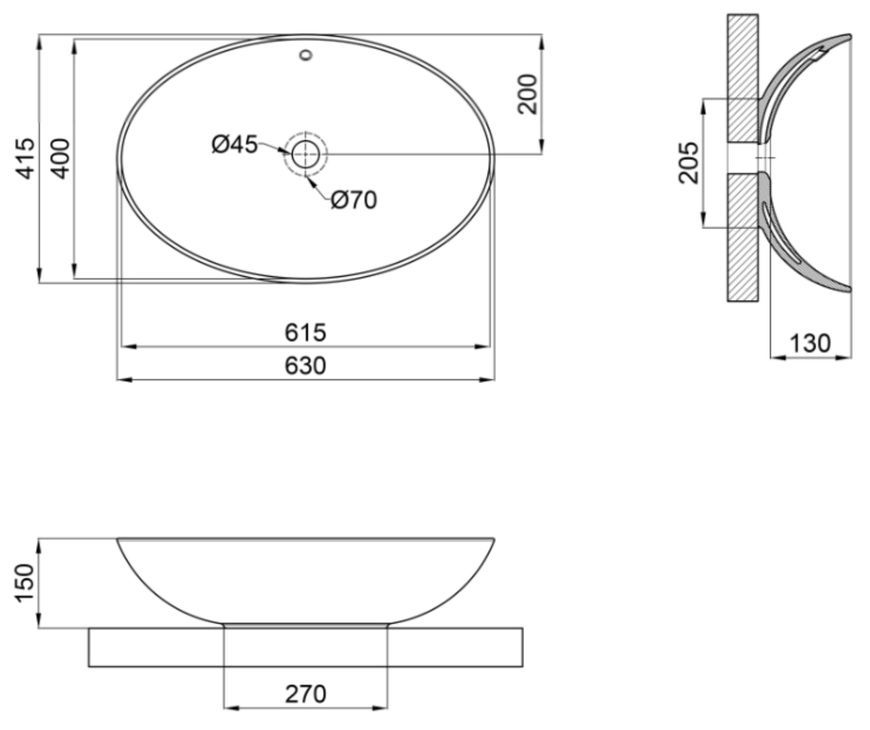 Раковина-чаша Qtap Dove накладна овальна 630х415х150 White QT06113077WN - QT06113077WN