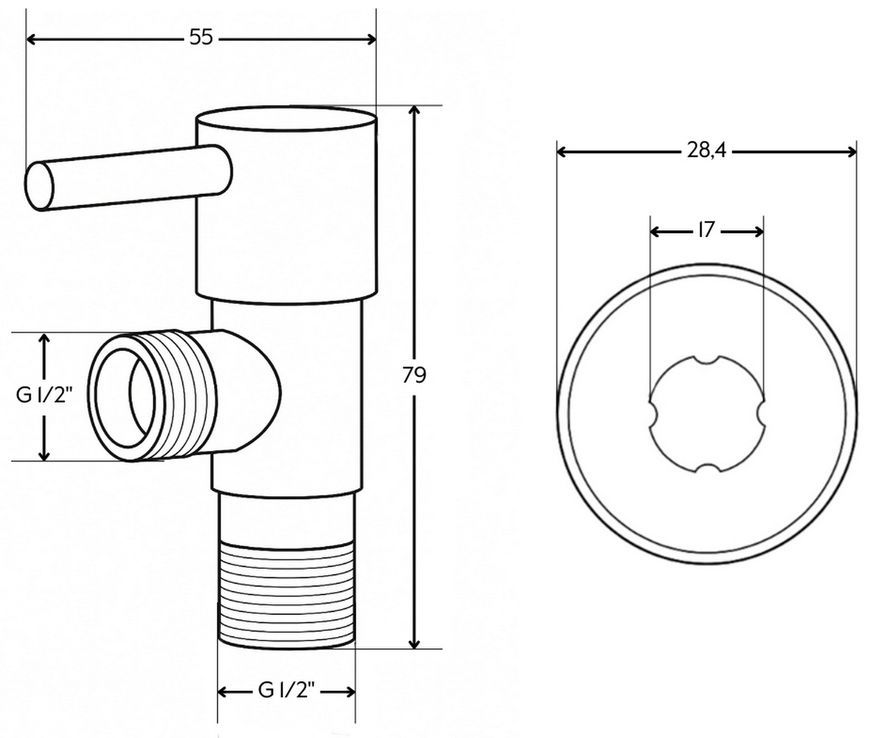Кран угловой приборный Thermo Alliance Standart 1/2"НН керамическая букса хром SF343W1515