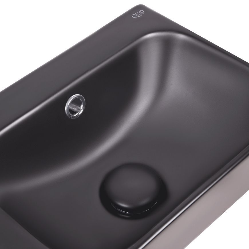 Раковина QTAP Tern 450х260х155 Matt black з донним клапаном QT17115117LMB - QT17115117LMB