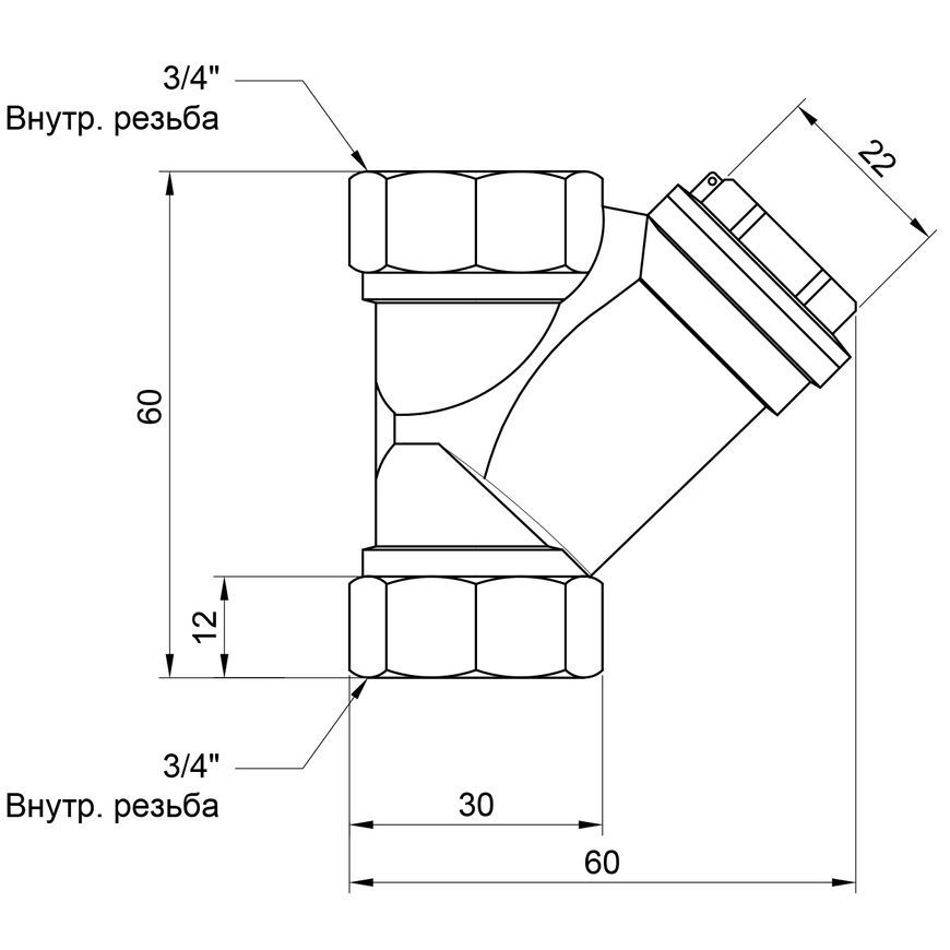 Фильтр грубой очистки воды (косой) SD PLUS 3/4" - SD124W20