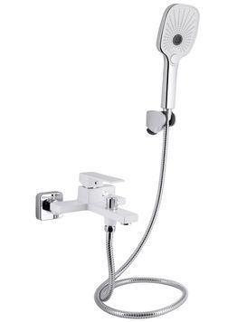 Змішувач для ванни Qtap Gemini з душовим гарнітуром Chrome/White QTGEM259CRW45683 - QTGEM259CRW45683