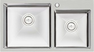 Кухонна мийка подвійна інтегрована QTAP S7843 2,7/1,0 мм Satin - QTS784310