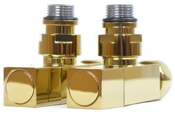 Кран для полотенцесушителя угловой NAVIN Квадро золото 3/4"х1/2", 2 шт. (21-433550-0855) - 21-433550-0855