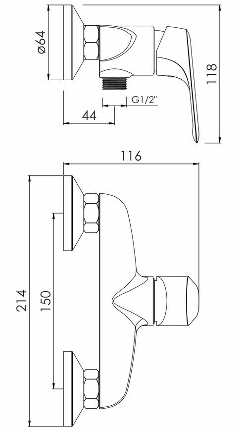 Смеситель для душа Imprese Orlik f03309401CA хром 35 мм - f03309401CA