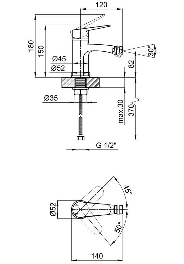 Смеситель для биде Lidz Nicole 001AF (k35) Chrome LDNIC001AFCRM35100 - LDNIC001AFCRM35100